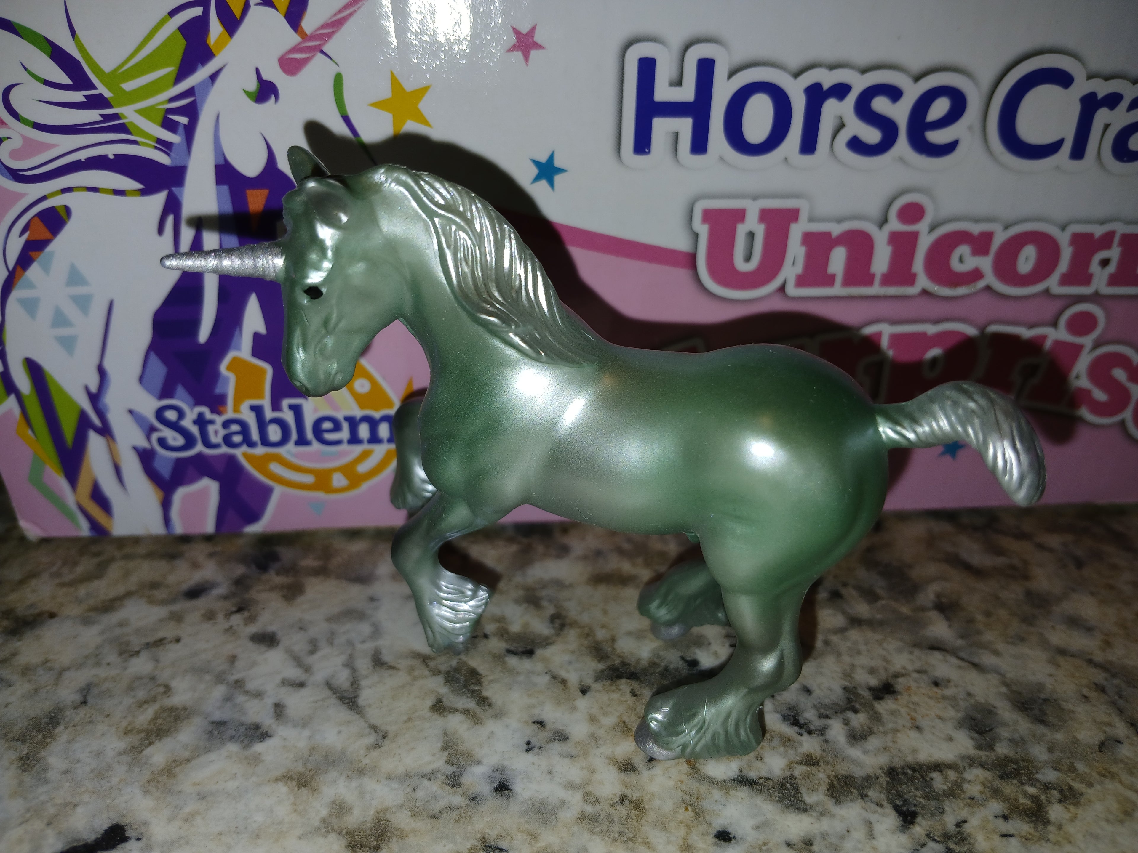 Breyer retired stablemate  unicorn green draft horse